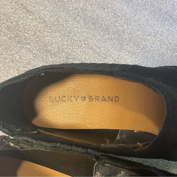 Lucky Brand Womans LP Folley Booties Size 7.5 38 Black Suede Leather Pull on - Picture 5 of 11